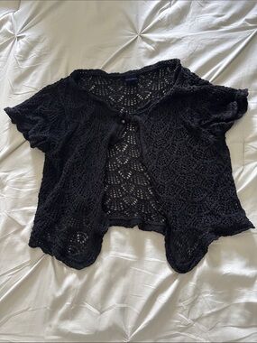 GAP Black Crochet Open-Front Women's Sweater Cardigan